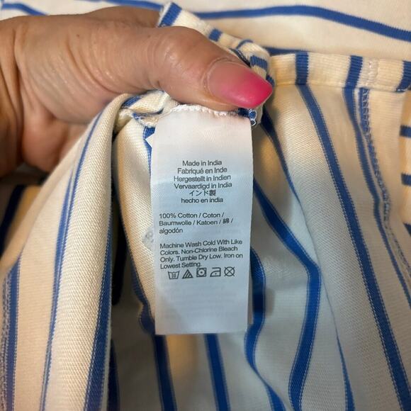 J.Crew XS Ivory Blue Stripe Collared Long Sleeve Polo Cotton Knit Top - Picture 5 of 6